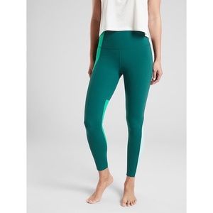 Athleta Green Colorblock Asym 7/8 Leggings